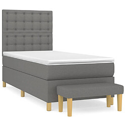 Maison Chic Lit Adulte - Lit simple Lit à sommier tapissier avec matelas moelleux - Meuble de Chambre - Gris foncé 100x200cm Tissu -MN24729