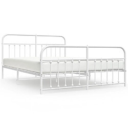 Maison Chic Lit adulte - Lit simple Cadre de lit métal avec tête de lit/pied de lit,Structure du lit Contemporain pour chambre blanc 160x200cm -MN21420