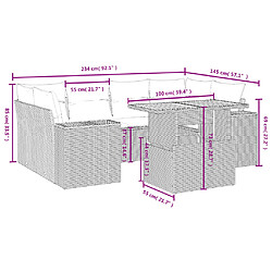 Avis vidaXL Salon de jardin avec coussins 7 pcs gris résine tressée