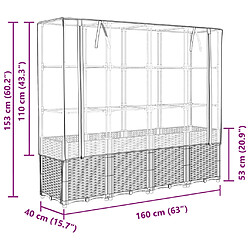 vidaXL Jardinière surélevée avec housse aspect rotin 160x40x153 cm pas cher