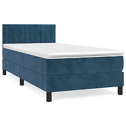 Maison Chic Structures de lit + matelas,Lit à sommier tapissier avec matelas Bleu foncé 90x190 cm -MN80343