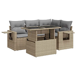 vidaXL Salon de jardin avec coussins 5 pcs beige résine tressée