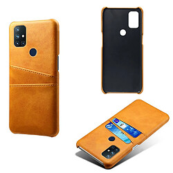 Coque en TPU + PU avec double porte-cartes orange pour votre OnePlus Nord N10 5G