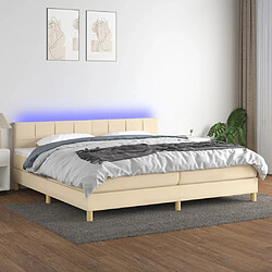 Sommier à lattes,Cadre à lattes de lit et matelas et LED pour Adulte Crème 200x200cm Tissu -MN58481