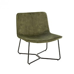 Inside 75 Chaise lounge RATRI velours vert olive, pieds métal noir