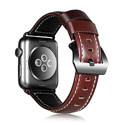 Wewoo Convient à la montre pour Apple Watch 3/2/1 génération 42mm bracelet en cuir d'arbre universel café