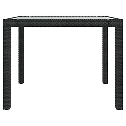 Avis vidaXL Table de jardin 90x90x75 cm Verre trempé et résine tressée Noir