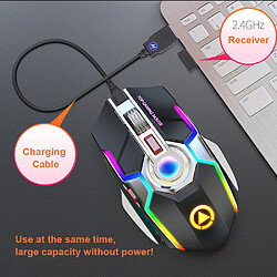 Universal Souris sans fil sans veine RGB Souris gaming Optique laser Noir/Gris 2,4 GHz USB Rechargeable PC Laptop Souris pour gamers pas cher