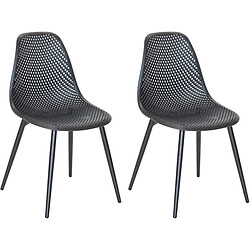 JardiLINE Chaise en aluminium et assise en résine Malte (Lot de 2) noir.