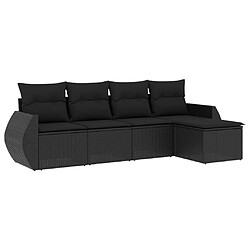 Maison Chic Salon de jardin 5 pcs avec coussins | Ensemble de Table et chaises | Mobilier d'Extérieur noir résine tressée -GKD59508