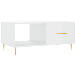 vidaXL Table basse Blanc brillant 90x50x40 cm Bois d'ingénierie