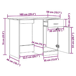 vidaXL Bureau vieux bois 100x50x76 cm bois d'ingénierie pas cher