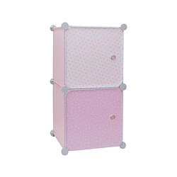 The Home Deco Kids Rangement enfant 2 cubes mobulables 30x30 cm rose et blanc.