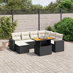 Maison Chic Ensemble Tables et chaises d'extérieur 8 pcs avec coussins,Salon de jardin noir résine tressée -GKD976200