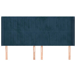 Avis Maison Chic Tête de lit moderne avec oreilles pour chambre - Décoration de lit Bleu foncé 163x16x118/128 cm Velours -MN22917