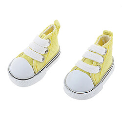 Avis Top Haute Paire De Lacets De Chaussures De Toile Pour 1/6 Poupées Bjd Jaune Accessoire