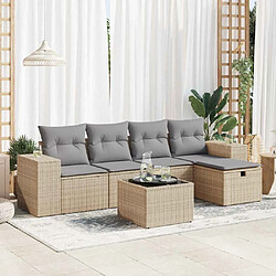 vidaXL Salon de jardin avec coussins 6 pcs beige résine tressée