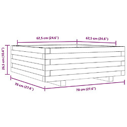 vidaXL Jardinière cire marron 70x70x26,5 cm bois de pin massif pas cher