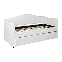 Vente-Unique Lit banquette gigogne MATHILDE - 2 x 90 x 190 cm - Simili - Blanc