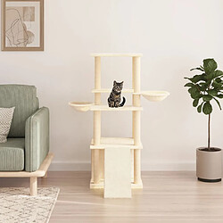 vidaXL Arbre à chat avec griffoirs en sisal crème 133 cm 