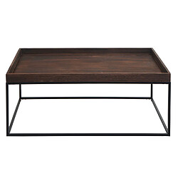 Avis Mendler Table basse HWC-K71, table basse table d'appoint, bois massif métal 46x110x60cm ~ brun foncé