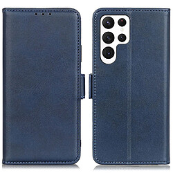 Etui en PU double fermoir magnétique avec support pour votre Samsung Galaxy S23 Ultra 5G - bleu