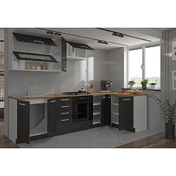 Avis Cstore LASSEN Cuisine complete d'angle 240x165 cm avec plan de travail - Gris Matera