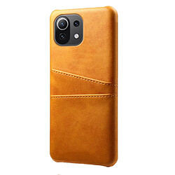 Coque en TPU + PU avec double porte-cartes orange pour votre Xiaomi Mi 11 Lite 5G/4G