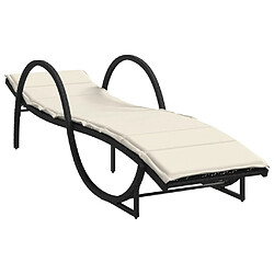 vidaXL Chaise longue avec coussin noir 60x199x42 cm résine tressée