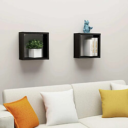 Maison Chic Lot de 2 Étagères cube murales,Etagère de rangement flottantes Noir 30x15x30 cm -MN11414