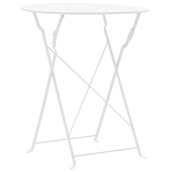 vidaXL Mobilier de bistro 3 pcs Acier Blanc