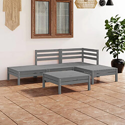 Maison Chic Salon de jardin 5 pcs - Table et chaises d'extérieur - Mobilier/Meubles de jardin Moderne Bois de pin massif Gris -MN20024