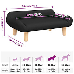 vidaXL Lit pour chien noir 70x40x24 cm tissu pas cher