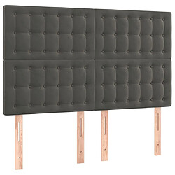 Acheter Maison Chic Tête de lit scandinave à LED,meuble de chambre Gris foncé 144x5x118/128 cm Velours -MN82582