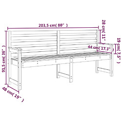 vidaXL Banc de jardin marron miel 203,5x48x91,5 cm bois de pin massif pas cher