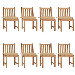 Maison Chic Lot de 8 Chaises de jardin avec coussins | Fauteuil chaises d'extérieur Bois de teck massif -GKD32387