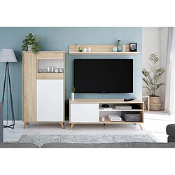 Alter Meuble TV avec porte, 2 compartiments et étagère, Buffet moderne, Buffet design, Buffet de salon moderne, 135x40h50 cm, Couleur chêne pas cher