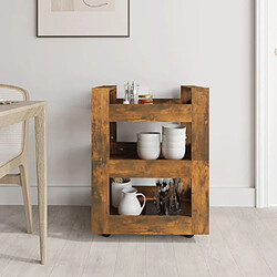 Avis Maison Chic Desserte de cuisine | Chariot de cuisine | Meuble de rangement roulant Chêne fumé 60x45x80 cm Bois d'ingénierie -GKD64507