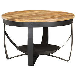 vidaXL Table basse Ø68x43 cm Bois de manguier brut