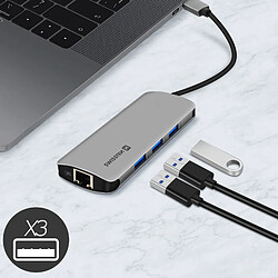 Acheter Hub USB-C 8en1 3x USB 1x USB-C 1x HDMI 1x Ethernet 1 Entrée SD Micro-SD Swissten