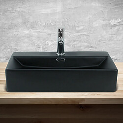 ML-Design Lavabo céramique noir avec garniture de vidage lave-mains moderne 600x365 mm pas cher