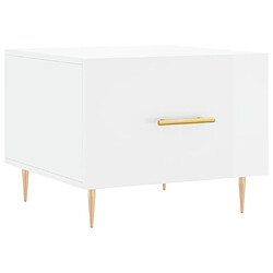 Maison Chic Table basse,Table Console Table d'appoint, Table pour salon blanc brillant 50x50x40 cm bois d'ingénierie -MN17052