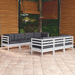 vidaXL Salon de jardin 8 pcs avec coussins bois de pin massif