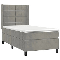 Avis Maison Chic Lit Adulte - Lit simple Lit à sommier tapissier et matelas moelleux - Meuble de Chambre - Gris clair 90x190 cm Velours -MN25161