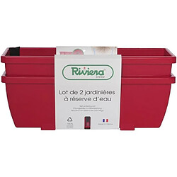 Bac a fleurs RIVIERA EVA - Lot 2 jardinieres - Plastique - 57 cm - Rouge