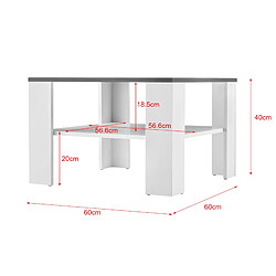 Avis Helloshop26 Table basse de salon 60 x 60 x 40 cm blanc et gris foncé 03_0008433