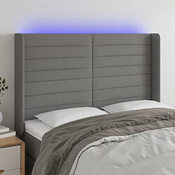 Maison Chic Tête de lit scandinave à LED,meuble de chambre Gris foncé 147x16x118/128 cm Tissu -MN21962