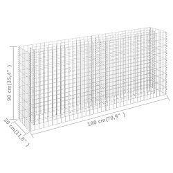 vidaXL Lit surélevé à gabion Acier galvanisé 180x30x90 cm pas cher