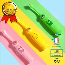 CONFO Brosse à dents électrique pour enfants Vibration sonique non rechargeable de bande dessinée bébé à dents automatique petit