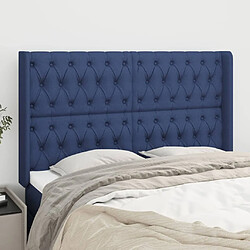 Maison Chic Tête de lit scandinave avec oreilles,meuble de chambre Bleu 163x16x118/128 cm Tissu -MN11729